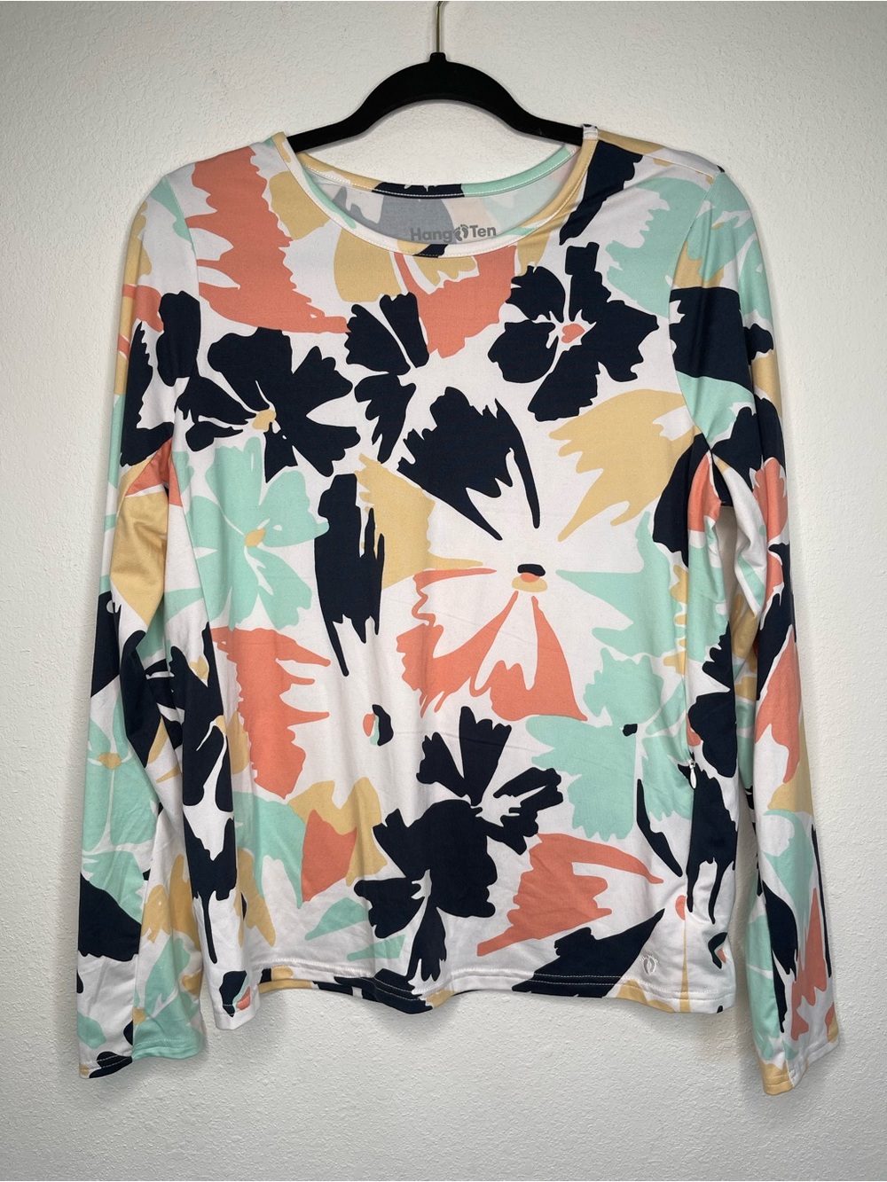 Hang Ten Shirt Womens Large Colorful Floral UV Protection UPF 50+ Long Sleeve